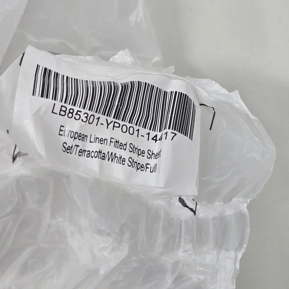 NWT QUINCE European Linen Fitted Sheet Set Full Terracotta Stripe 1006 - Picture 5 of 6